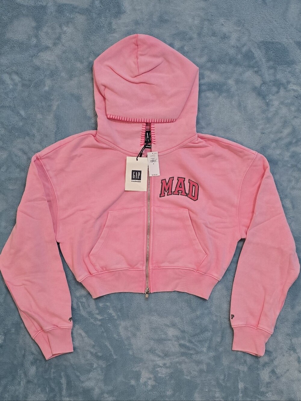 Gap Madhappy Pink Cropped Zip Varsity Hoodie small